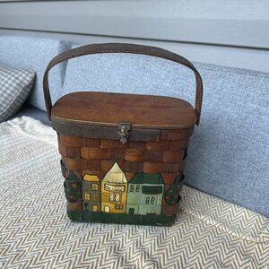 Vintage Basket Purse Woven Wood Buildings City Street South Carolina